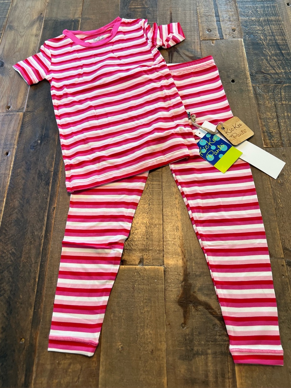 KicKee Pants size 4T Girls Anniversary Candy Stripe Pajama Set
